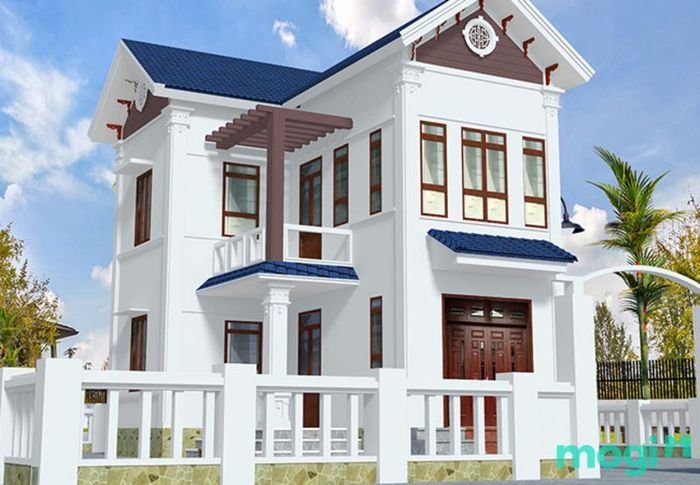 Sơn mặt tiền nhà màu xanh ghi
