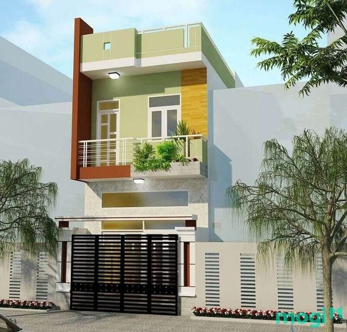 Sơn mặt tiền nhà màu xanh ghi