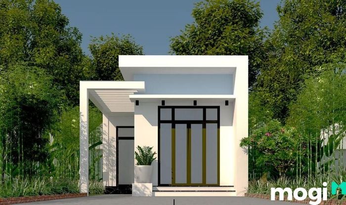 Mẫu nhà cấp 4 chữ L mái bằng theo phong cách cổ điển