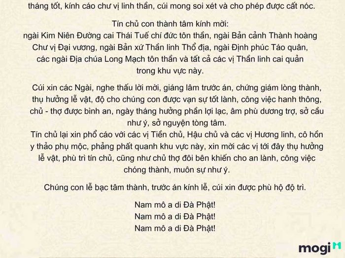 Văn khấn cho lễ cất nóc nhà phần 2