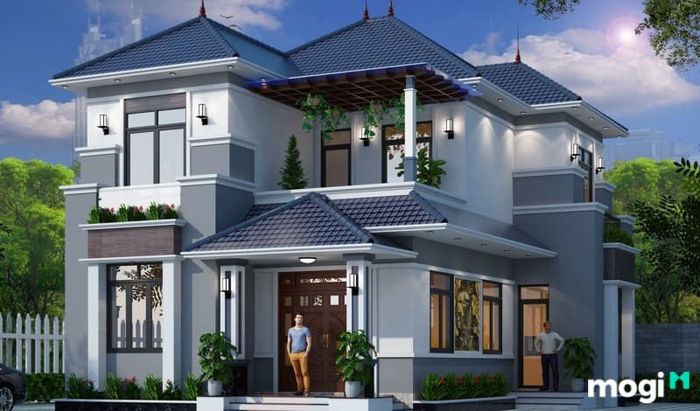 Biệt thự nhà vườn 2 tầng kiểu mái Nhật, thiết kế sang trọng và gần gũi thiên nhiên