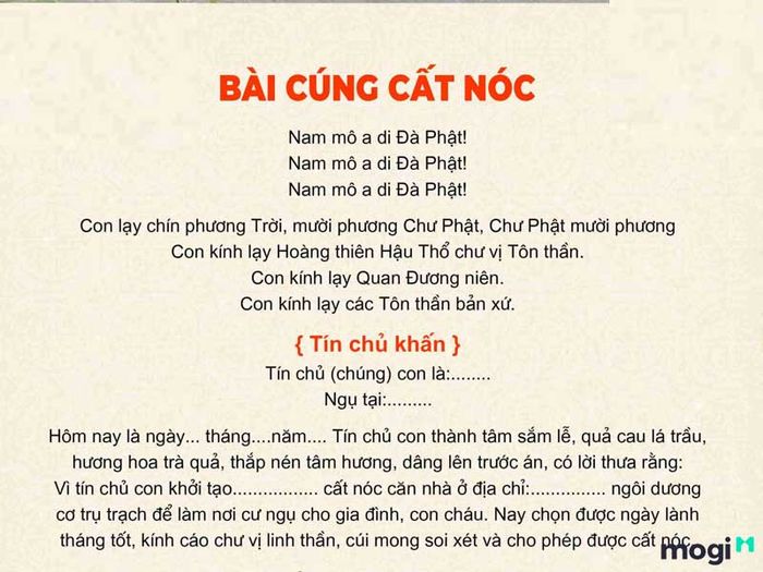 Văn khấn cho lễ cất nóc nhà phần 1