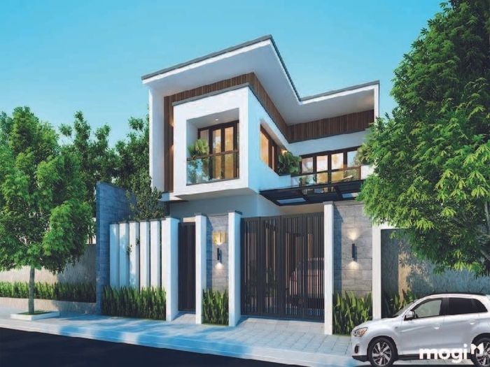 Mẫu thiết kế nhà 2 tầng mái bằng hiện đại và sang trọng