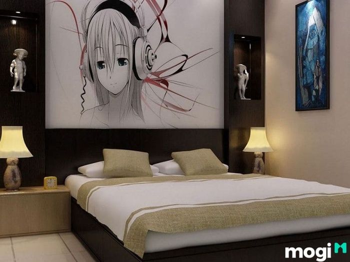 Bạn có thể trang trí phòng bằng cách vẽ các hình ảnh anime trên tường để tạo không gian sống động và cá tính.