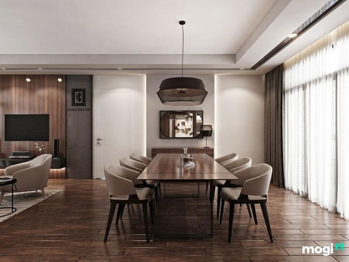 Phòng ăn thiết kế theo phong cách châu Âu hiện đại