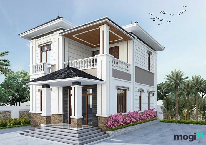 Phối cảnh mẫu nhà mái Nhật 2 tầng 9x12m