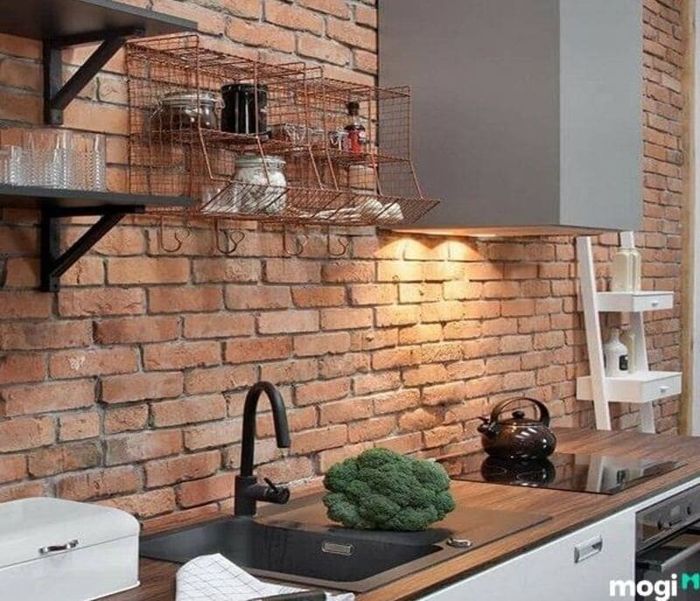 Gạch thẻ đỏ ốp giả cổ