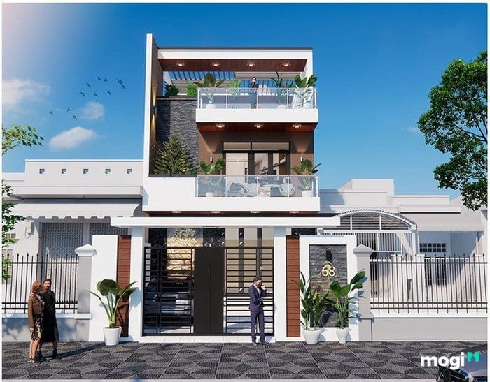 Bản vẽ nhà ống 2 tầng với mặt bằng 5x18m