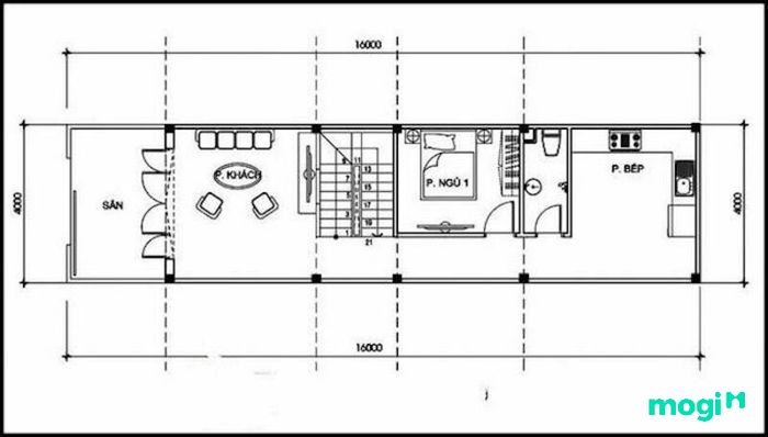 Bản vẽ nhà ống 2 tầng 5x18m