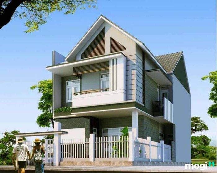 Mẫu nhà 2 tầng nông thôn với mái lệch độc đáo, 500 triệu