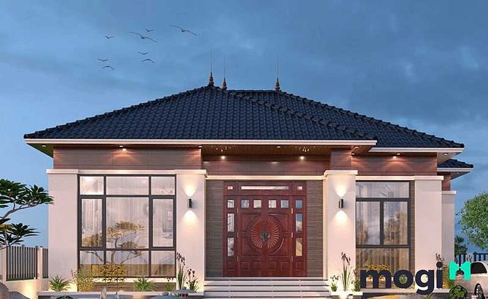 Biệt thự nhà vườn cấp 4 mái Nhật, nổi bật với kiến trúc đơn giản nhưng đầy thu hút.