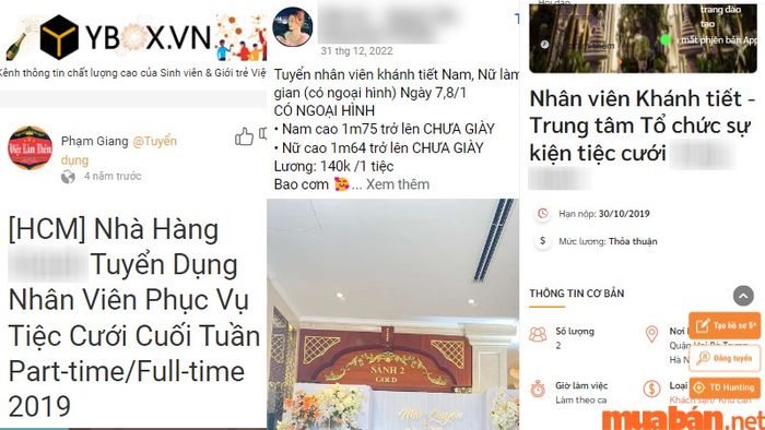 Bạn có thể tìm việc làm khánh tiết thông qua các trang web tuyển dụng, fanpage, hoặc các website của ngành nhà hàng khách sạn.
