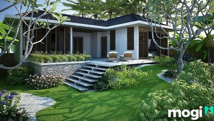 Mẫu nhà vườn 1 tầng đẹp mắt và tiện nghi