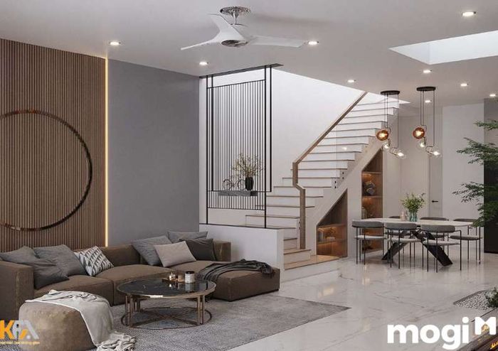 Mẫu vách ngăn phòng khách sang trọng và đẹp mắt cho không gian nhà ống