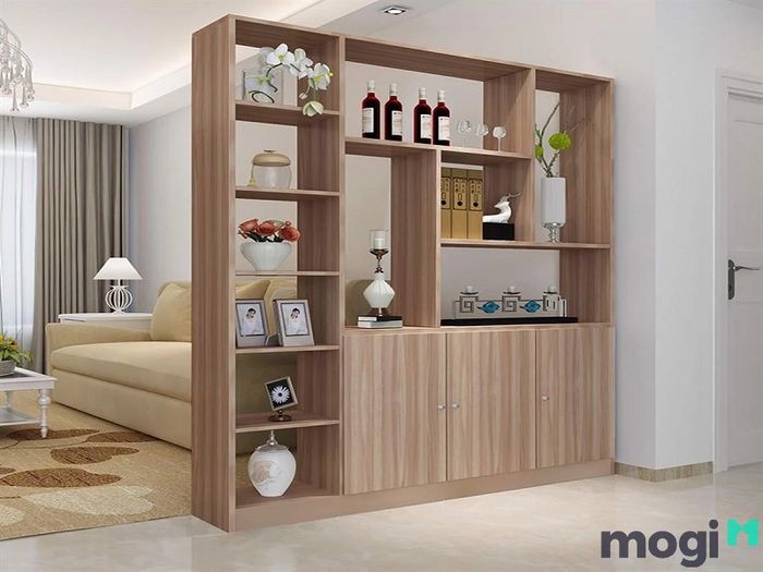 Tủ trang trí làm nổi bật vẻ đẹp, tạo điểm nhấn độc đáo cho không gian phòng khách