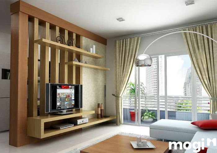Mẫu vách ngăn phòng khách đẹp giúp tối ưu không gian cho nhà ống