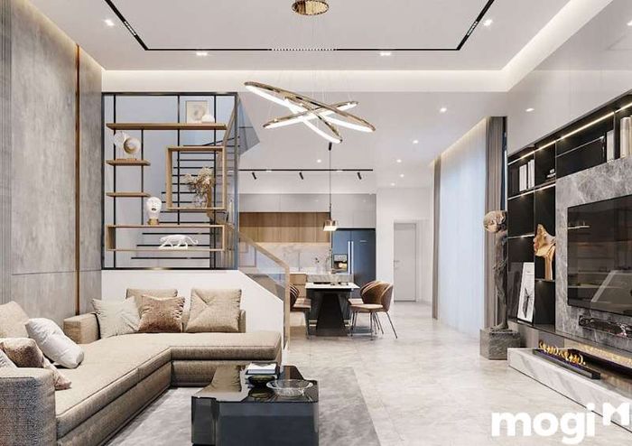 Mẫu vách ngăn phòng khách và bếp tiện nghi, kết hợp tính thẩm mỹ và công năng