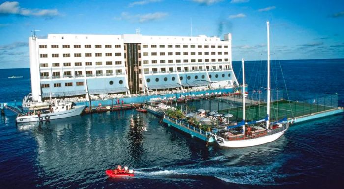 The floating hotel was originally envisioned as an exclusive luxury retreat for divers.