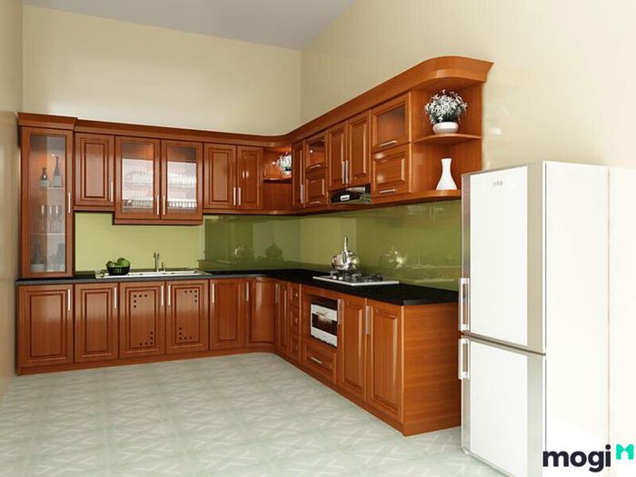 Mẫu tủ bếp gỗ xoan đào