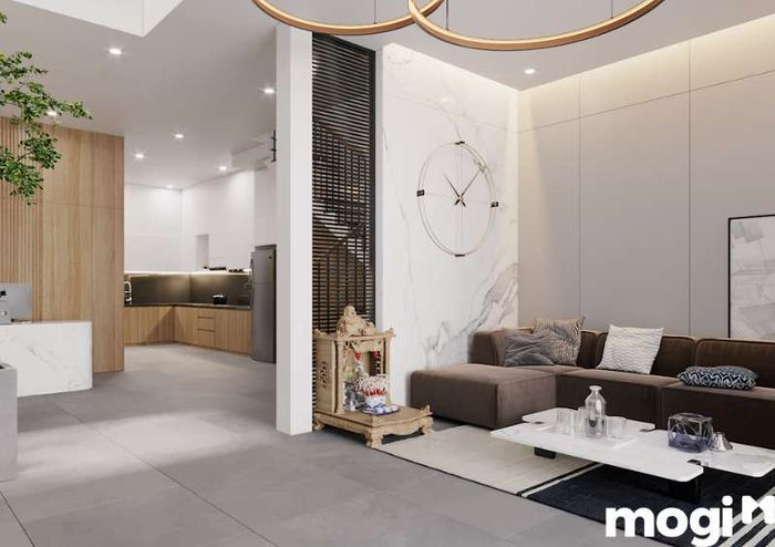 Mẫu vách ngăn phòng khách từ tấm bê tông nhẹ bền đẹp