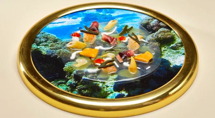 Belcanto's signature dish, 'The Bottom of the Ocean.'