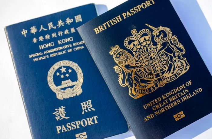 A photo of the British National Overseas passport and the Hong Kong passport, taken in January 2021.
