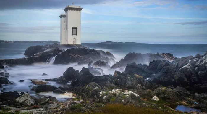 The Carraig Fhada Lighthouse on Islay, one of Scotland’s most significant whisky-producing islands.