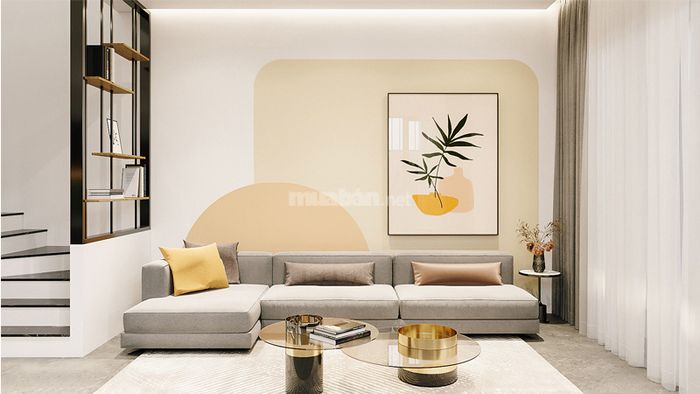 Mẫu 1: Phòng khách nhà cấp 4 với màu sắc tươi sáng