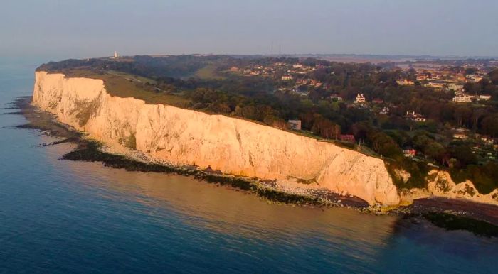 The White Cliffs of Dover, located in Kent in southeastern England, are one of the UK's most iconic landmarks.