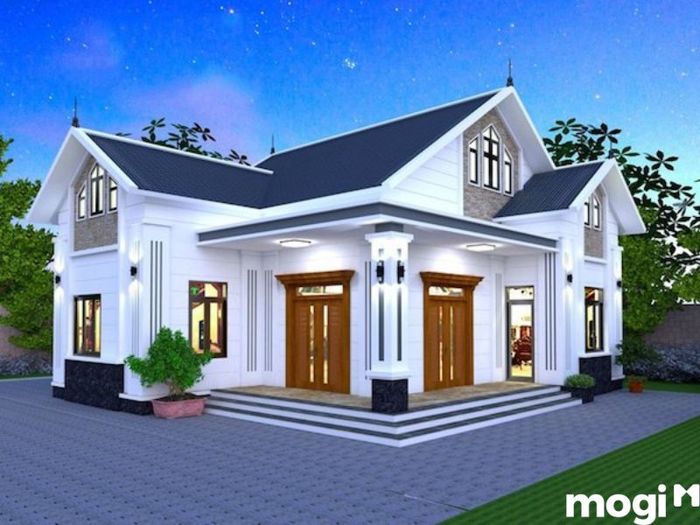 Nhà cấp 4 mái Nhật thiết kế chữ L, phong cách hiện đại và tiện nghi