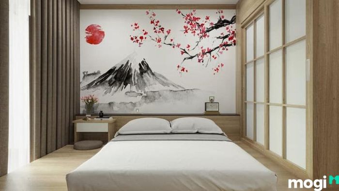 Phong ngủ theo phong cách Nhật Bản mang lại sự nhẹ nhàng, yên tĩnh với thiết kế tối giản đầy tinh tế.