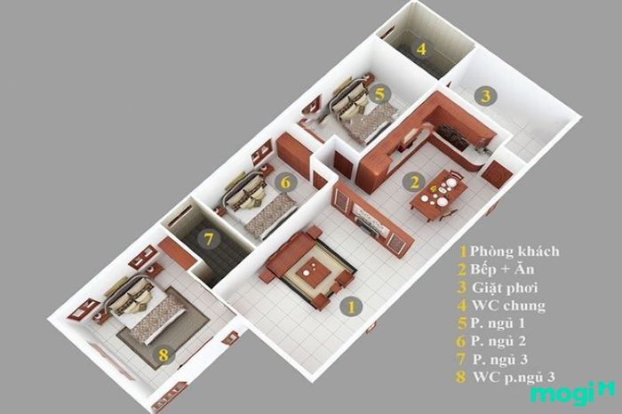 Nhà cấp 4 mái Nhật với 3 phòng ngủ, thích hợp cho không gian sống hiện đại
