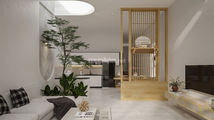 Phòng khách nhà cấp 4 sử dụng gam màu trung tính mẫu 3