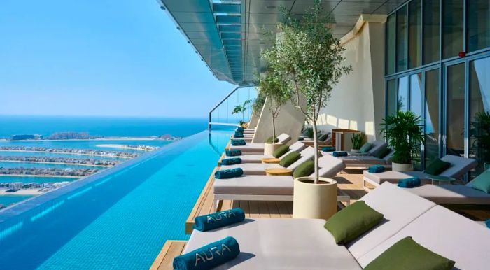 Aura Skypool, the world's first and tallest 360-degree infinity pool, has been unveiled at Dubai's Palm Tower.