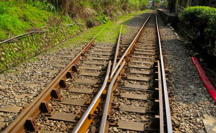 The iconic railway tracks of Pingxi.