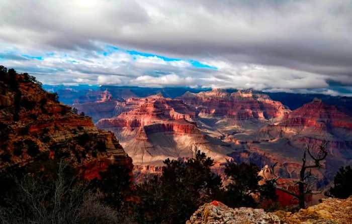 The South Rim of the Grand Canyon offers a breathtaking view.