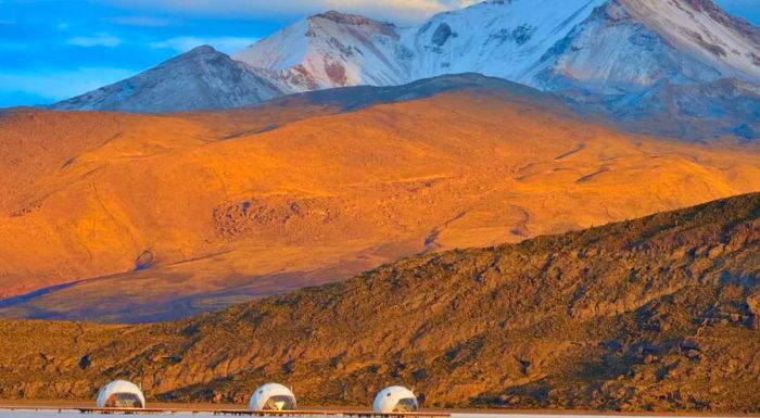 The domed accommodations at Kachi Lodge, located in the Bolivia Salt Flats, opened in late 2019.