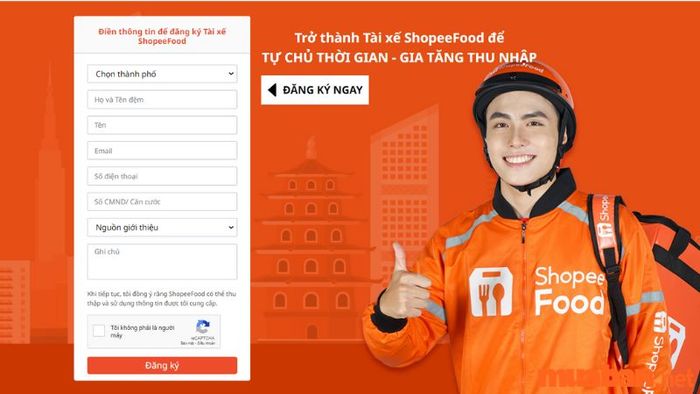 Bước 1 đăng ký trở thành tài xế Now – ShopeeFood