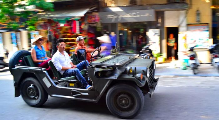 Jeep tours take you through the labyrinthine alleys and scenic lakeside roads of Old Hanoi.