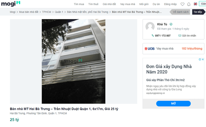 Bán nhà mặt tiền đường Hai Bà Trưng – Trần Nhuật Duật Quận 1, diện tích 6x17m, giá bán 25 tỷ đồng