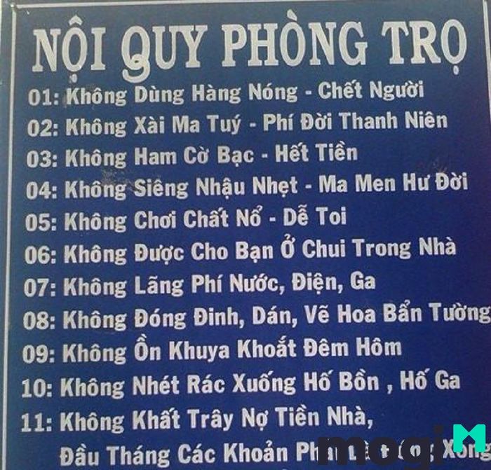 Quy định của nhà trọ