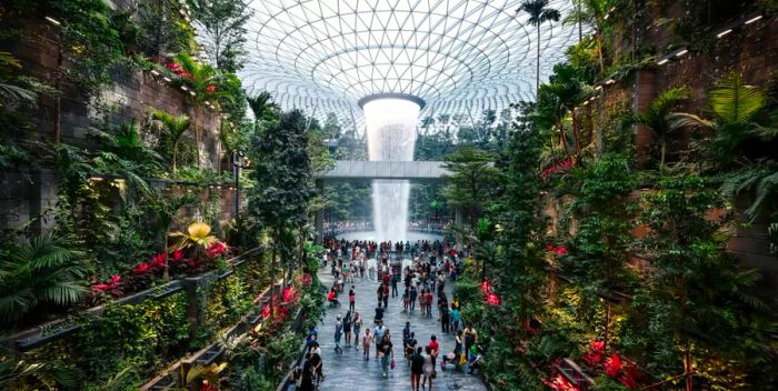 Singapore's Changi Airport ranks among the world's top large airports, earning high praise for its exceptional staff and ease of navigation.