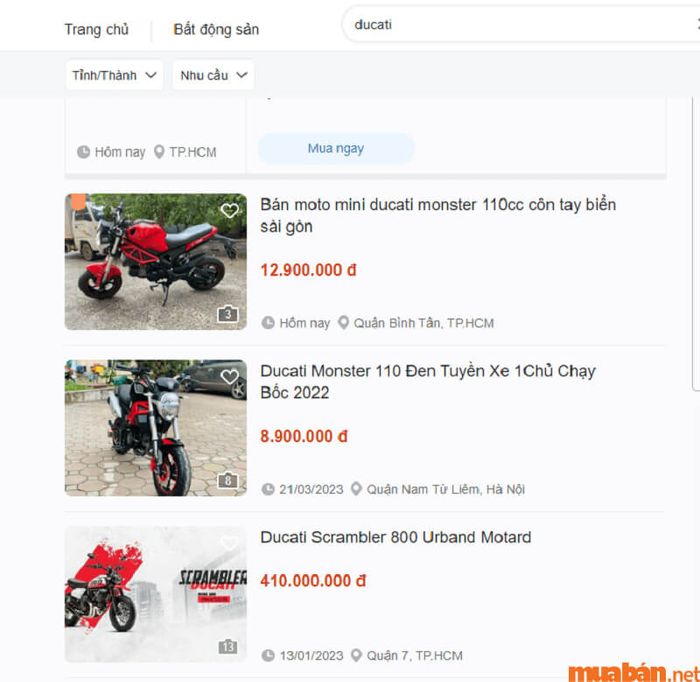 Mua xe Ducati cũ nhanh chóng và an toàn trên Mytour