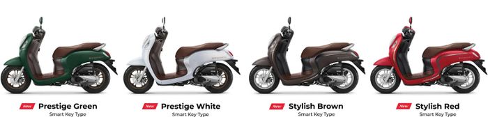 Các màu sắc của phiên bản Honda Scoopy 2023 gồm: Xanh, Trắng, Nâu và Đỏ.