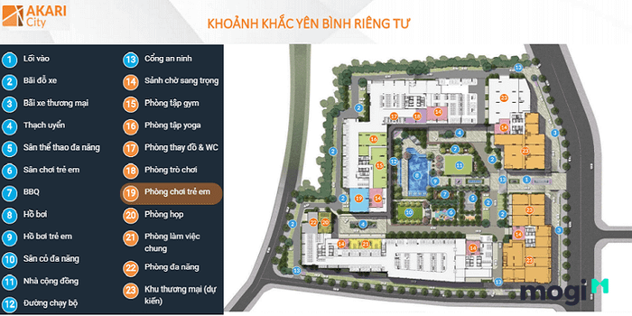 Hệ thống tiện ích nội khu tại Akari City vô cùng đa dạng và phong phú.