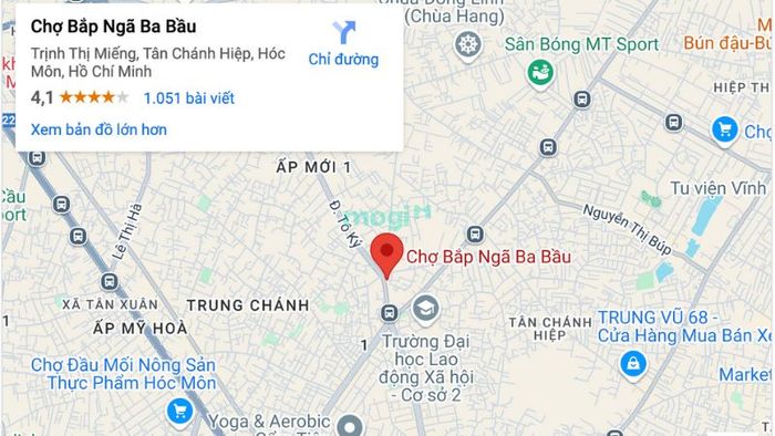 Vị trí của chợ bắp Ngã Ba Bầu trên bản đồ