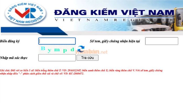 Truy cập vào trang web chính thức của Cục Đăng kiểm Việt Nam
