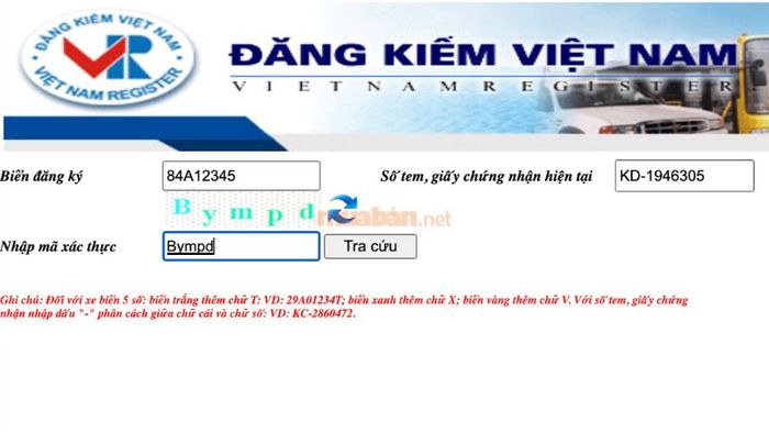 Nhập đầy đủ và chính xác các thông tin yêu cầu