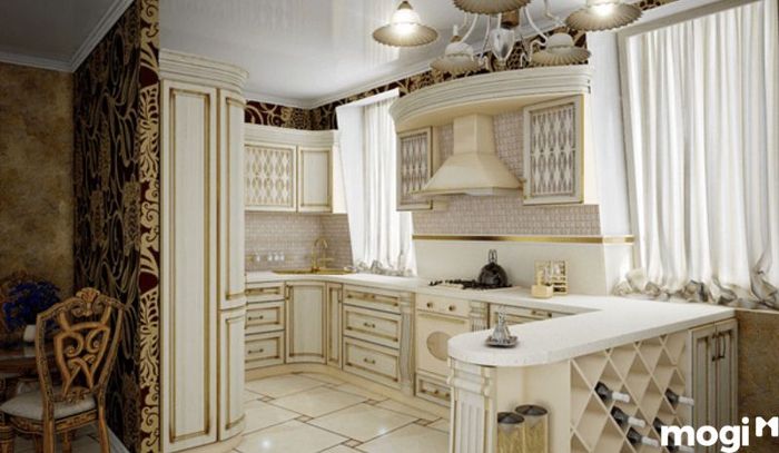 Mẫu trần thạch cao phòng bếp với phào chỉ tinh tế