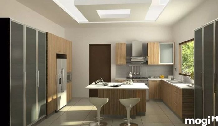 Mẫu trần thạch cao phòng bếp theo phong cách tối giản